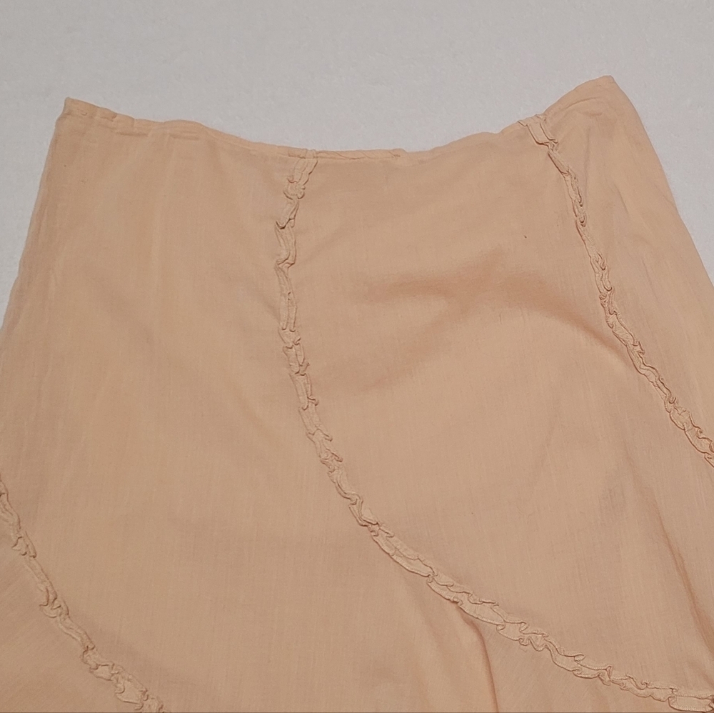 Charlotte Russe Vintage Cream Tiered Asymmetric Ruffle High Waisted Midi Skirt L - Picture 7 of 10